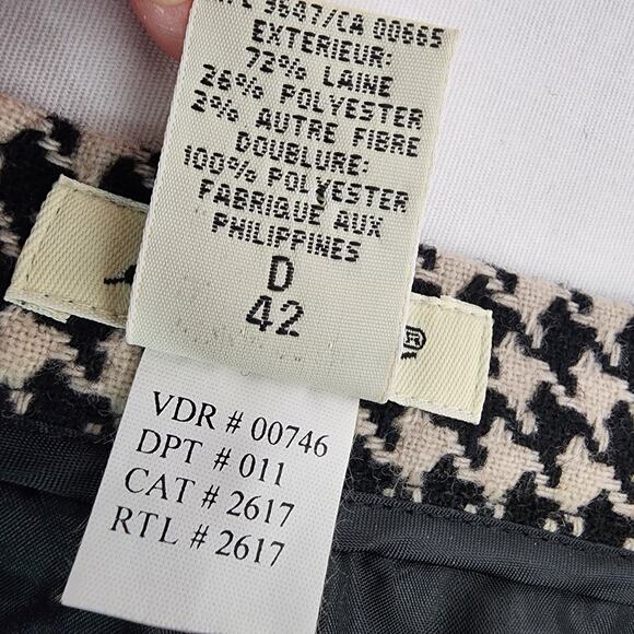 Eddie Bauer Womens Skirt Wool Blend Black Houndstooth Pleated Size 12 Academia - Picture 10 of 13